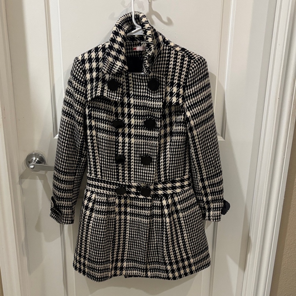 Houndstooth Wool Peacoat - Picture 3 of 7